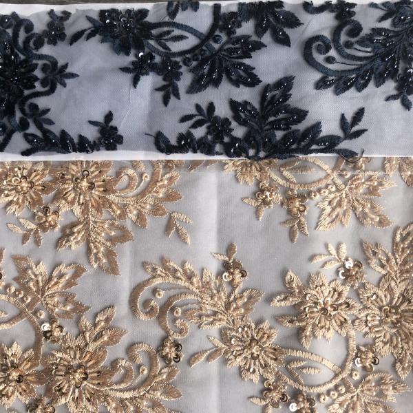 Easily Customizable Luxury 3D Beaded Embroidery Lace Fabric New Design Lace for Party Dance Dress Women's Dress