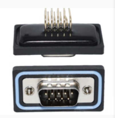 D-Sub 9 Pin Male Panel Mount Right Angled Waterproof Connectors PCB Type IP67