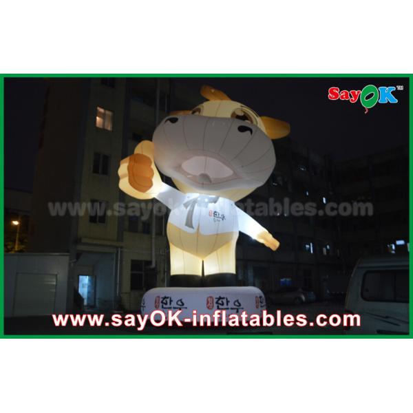 Advertising 10m Giant Oxford Cow Inflatable Cartoon White Color With Led Light