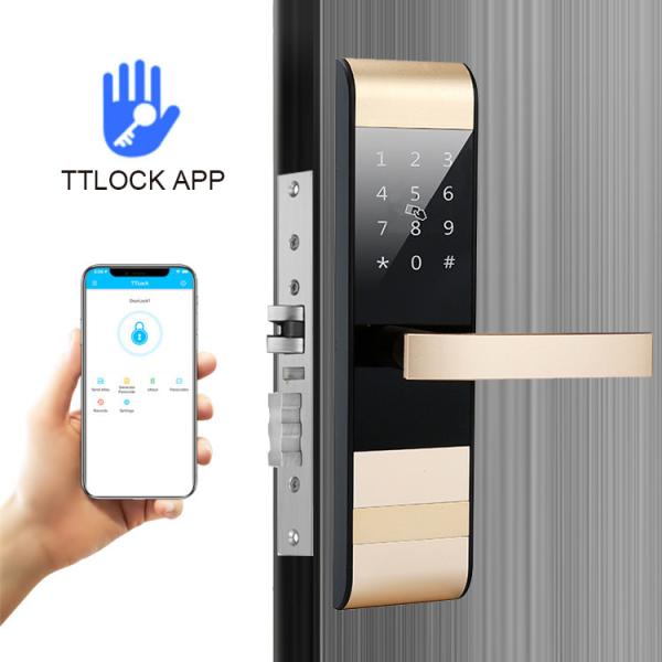Quality TT Lock APP Control Apartment House Digital Electric Smart Door Lock with Code and Card for sale