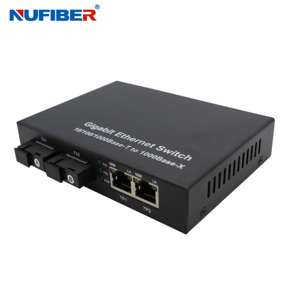 FCC Certificated 1000M Fiber Ethernet Switch With 2 Rj45 2 Fiber Port Gigabit Fiber Ethernet Switch