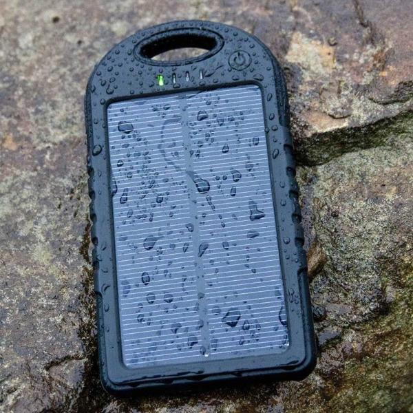 Compact Portable Solar Power Bank 5000 MAh Waterproof Dual Usb External Battery
