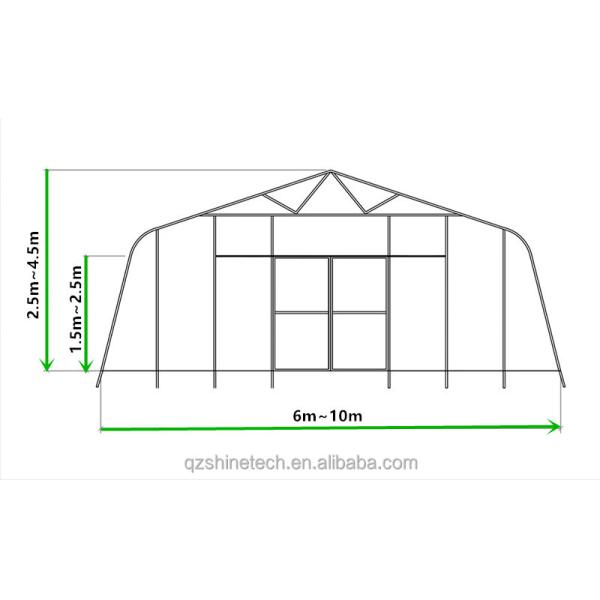 Green Vegetable Tunnel Greenhouse With Easy Assembly And 150/200micro Film