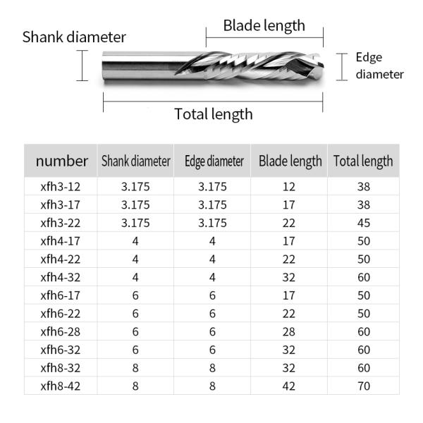 Carbide Cnc 1/8 1/4 3/8 Compression Spiral Router Bit for Wood 8mm Cut Compression Bit Cnc Cutter up Down Compression End Mill