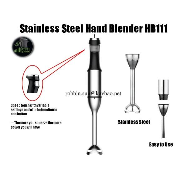 HB111 Stainless Steel Stick Blender With Chooper and Processing Bowl