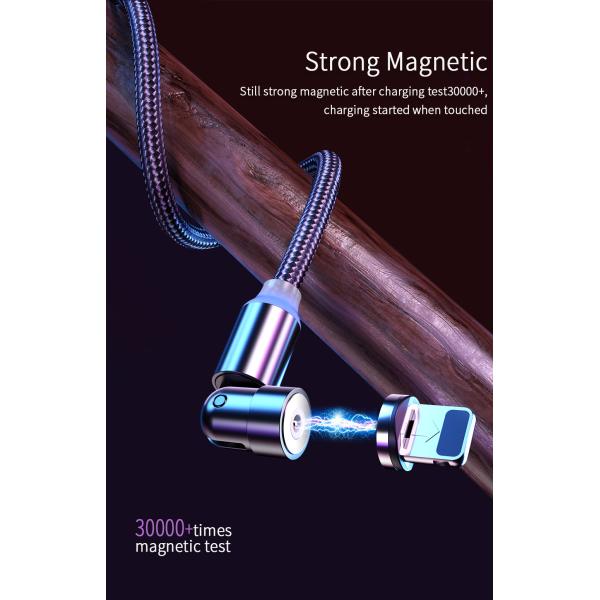 540 Degree Circular USB Magnetic Charging Cable Wire Rotating 3ft Length