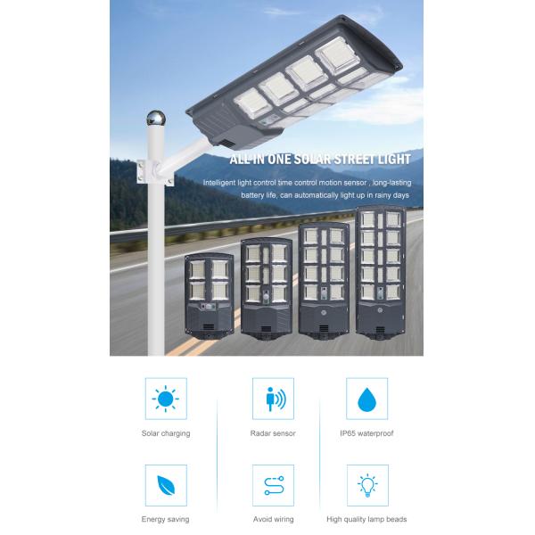 Garden Road Ip65 Outdoor Waterproof Solar Light ABS 100w 200w 300w 400w 500w Integrated All In One Led Solar Street Light