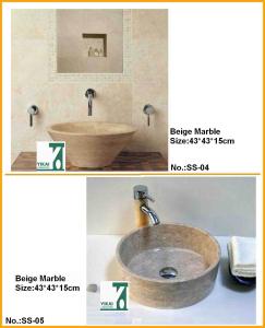 China Bathroom Vanity Beige Marble Granite Sink Round Washbasin for Kitchen wholesale