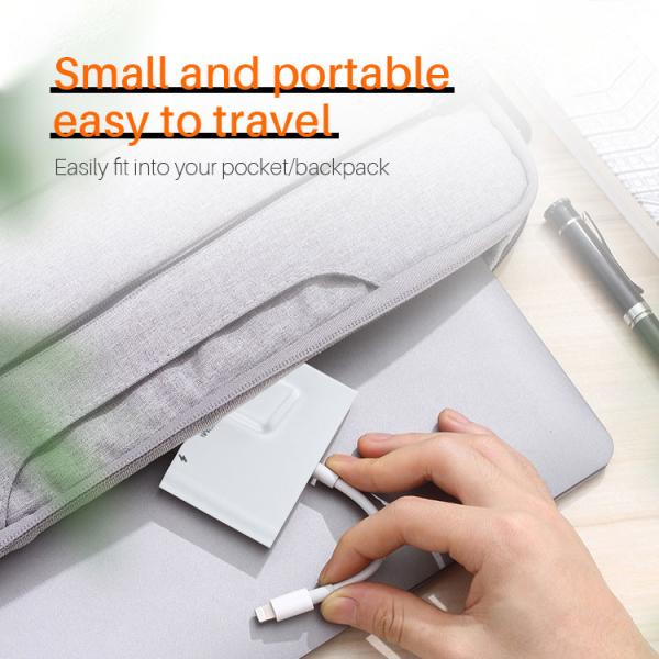 portable OEM 0.2M Lightning To 4 In 1 Camera Card Reader With RJ45