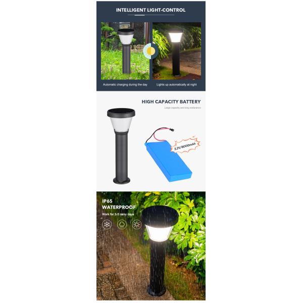 6000K LED Solar Pathway Lights Dusk To Dawn outdoor garden Light With LiFePO4 Battery