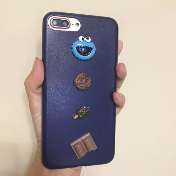 Soft PU DIY Funny Sesame Snack Back Cover Cell Phone Case For iPhone 7 6s Plus