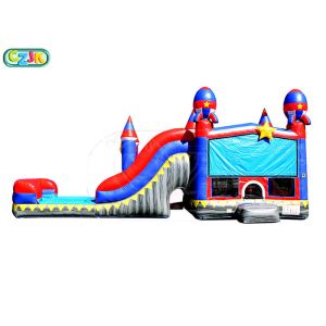 China Children Outdoor Inflatable Obstacle Course / Bounce House With Slide on sale