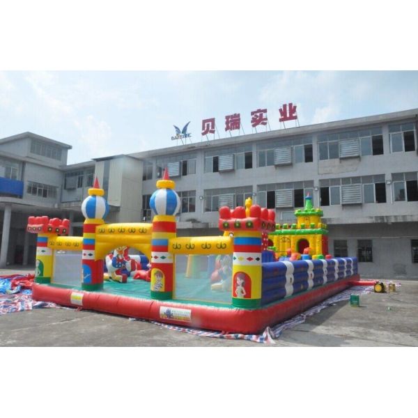 18OZ PVC Inflatable Bouncer House Colorful Blow Up Castle And Slide