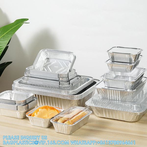 3 Compartment Aluminium Foil Food Container With Clear Dome Lid Custom Alu Foil Containers Disposable Tableware