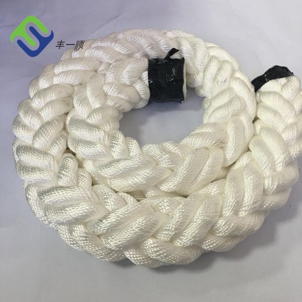 White Polyester 8 Strands Marine Mooring Rope
