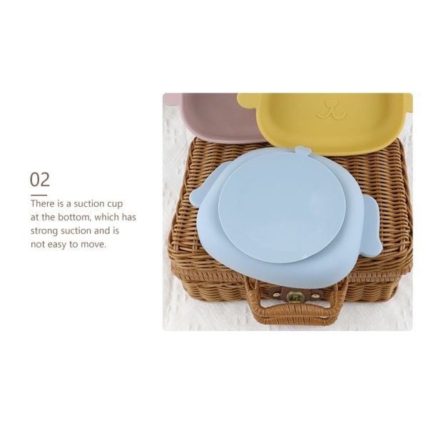 Dog Shape Toddler Silicone Plates Food Grade Non Toxic Eco Friendly