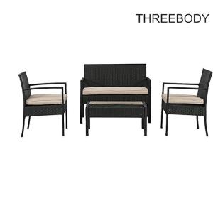Wicker Outdoor Garden Furniture Rattan Patio Table And Chairs With Cushions