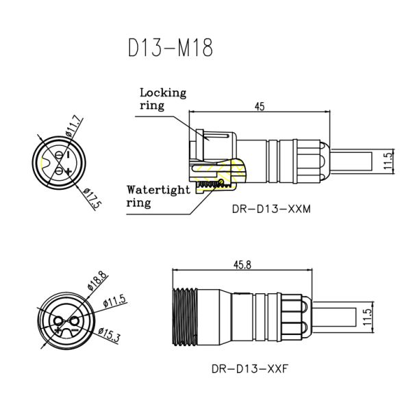 OEM Plastic IP67 Waterproof Power Plug Socket Circular Waterproof Connector