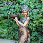 China Customized outdoor garden decoration, life-size bronze statue of a bird feeding girl wholesale