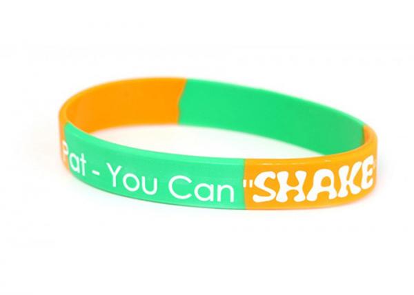 Quality Personalized Logo Debossed Sports Segmented Silicone Wristbands With Color Infilled for sale