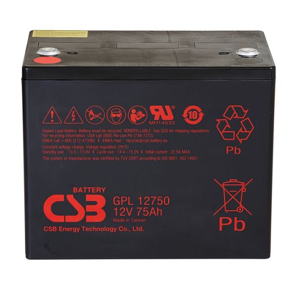 CSB Battery GPL12750 12V 75Ah Sealed Lead Acid Battery Long Life Rechargeable Battery