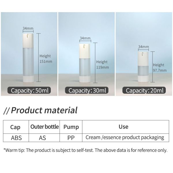 Airless Lotion Bottle 50ml 30ml 100ml Color Skincare Plastic Bottles Refillable Airless Skincare Packaging