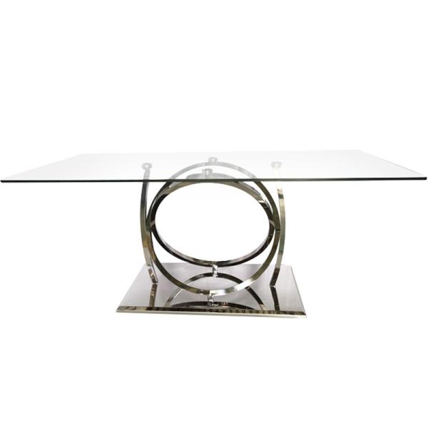 Quality Polished Stainless Steel Dining Room Table With Glossy Finish for sale