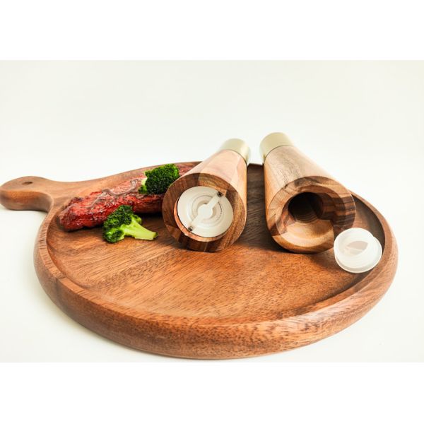 Natural Wood Design Wooden Salt And Pepper Grinders Manual Condiment Grinder Set