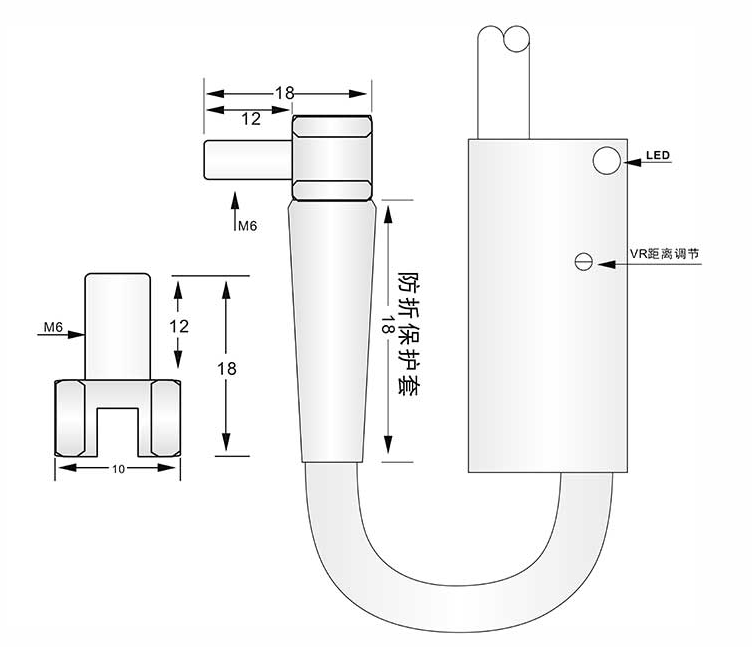 90 Degree Bend Elbow Ultra Mini M6 Proximity Sensor Switch For Position Detector