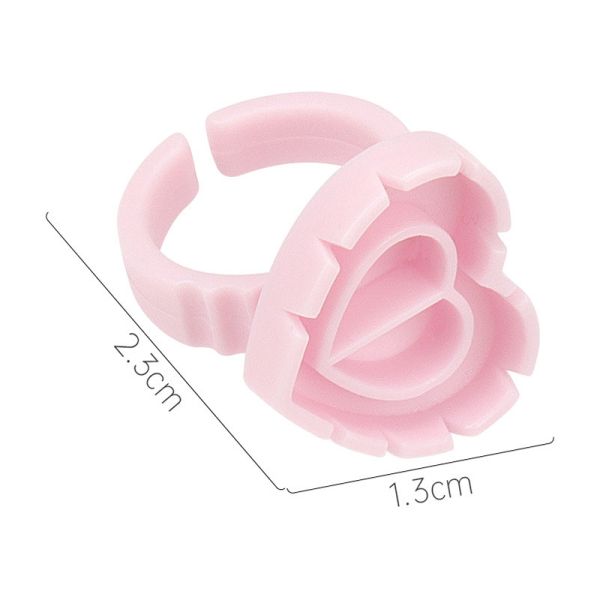 Disposable Heart Shape Tattoo Ink Cup Eyelash Grafting Glue Ring With Division Pink Plastic