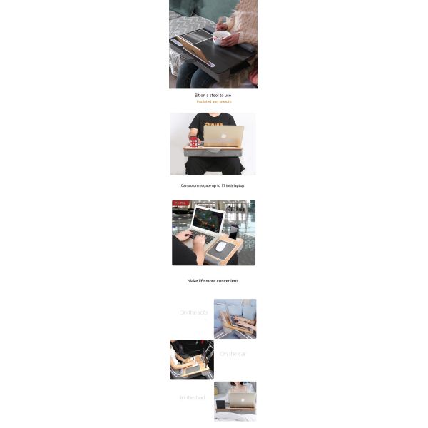 Upholstered Laptop Work Tray and Gaming Table Adjustable Frame 1100-1800mm for Home Office