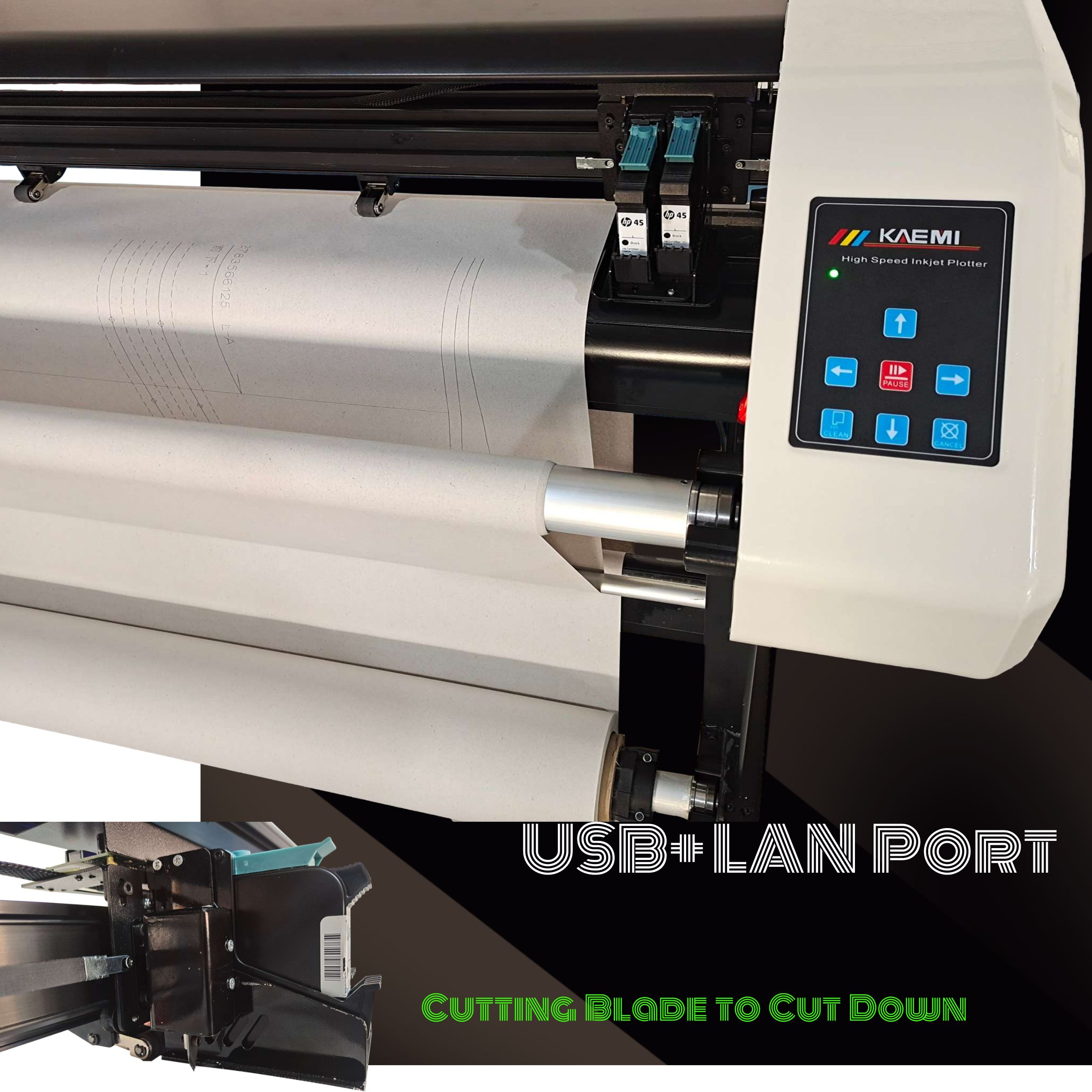 Single Color KAEMI H2 Fast Inkjet Paper Pattern Plotter for Paper Printing and Cutting