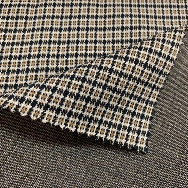 New Design Fancy 70%Poly 25%Rayon 5%Span TR Check Knit Jacquard Fabric for Suits and Apparel and Clothes