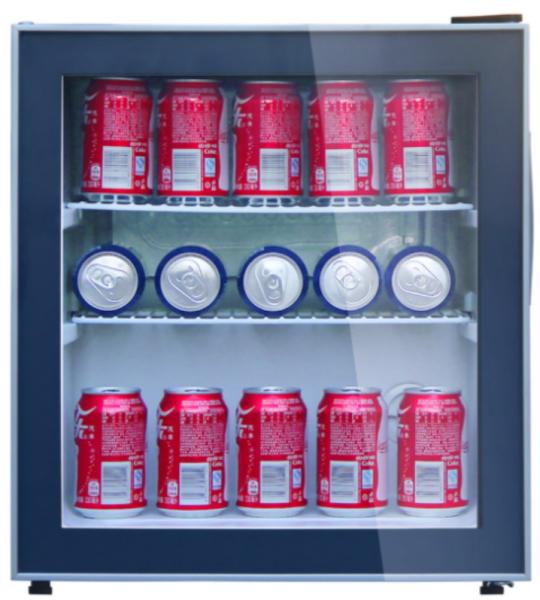 Quality 48L Low Noise Mini Display Fridge / Glass Door Refrigerator Beverage Cooler for sale