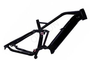 China Full Suspension Aluminum Alloy Bike Frame , 140 Mm Travel Black Bicycle Frame wholesale