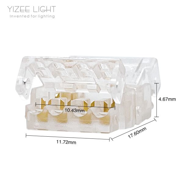 Transparent Housing IP20 4PIN RGB COB LED Strip Connector PCB To Wire Connectors