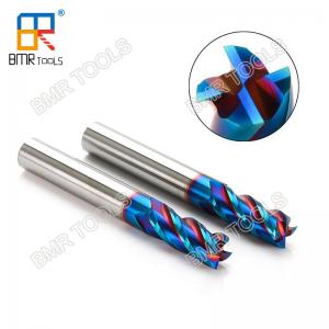 China NaNo Blue Coating HRC63 4Flute 10 x 75 Square Solid Carbide End Mill Cutter for stainless steel milling wholesale