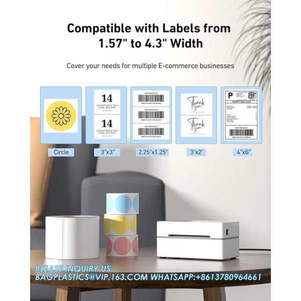 4x6 USB Thermal Label Printer, Desktop Barcode Label Printer For Shipping Packages Home Small Business