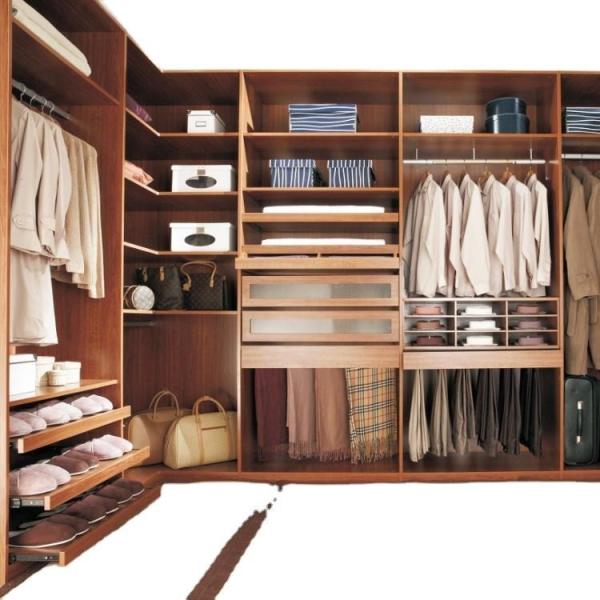 Quality E1 Grade L Shaped Walk In Wardrobe Wooden Home Furniture Eco Friendly for sale