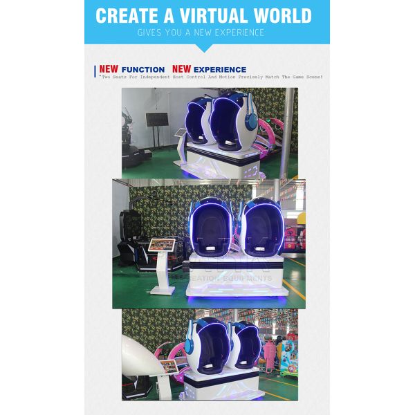 Luxury VR Experience amusement ride 9D Cinema White Egg 360 Degree View Cinema 9D VR