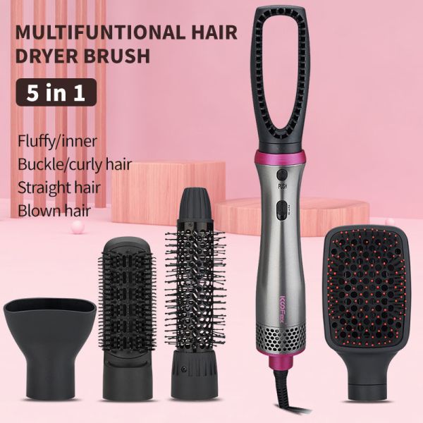 5 In 1 Multifunctional Hair Dryer Brush 1200w 360° Swivel Cord Hot Air Comb