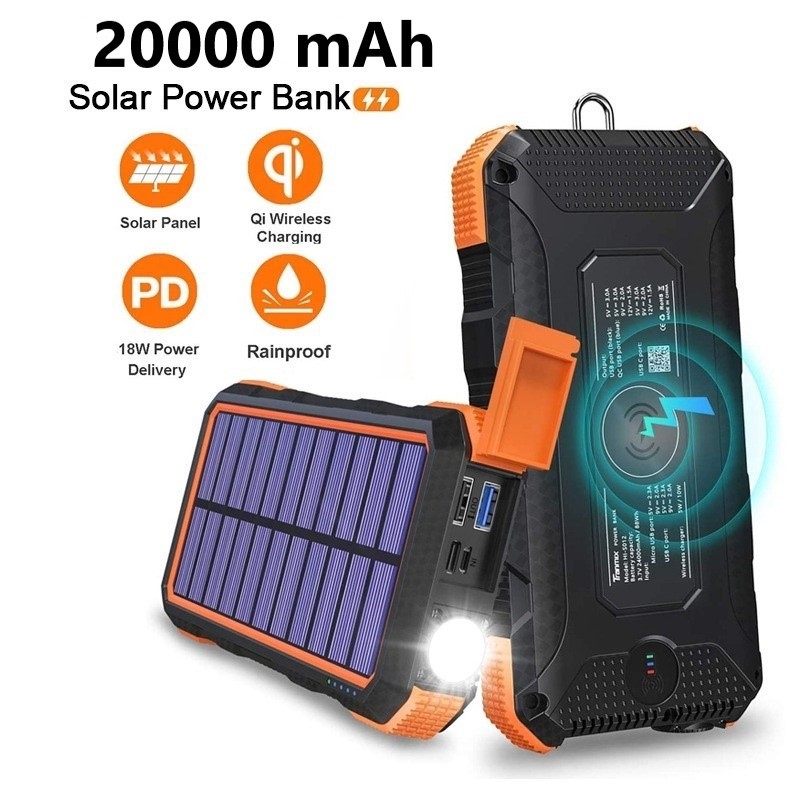 China 18W 20000mah Wilress Solar Power Bank Li Polymer Battery on sale