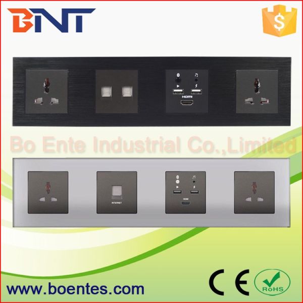 BNT Hotel Wall Multiple Power Socket Panel for USB / HD--MI / VGA / Lan