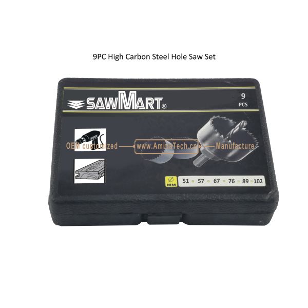 9PC High Carbon Steel Hole Saw Set