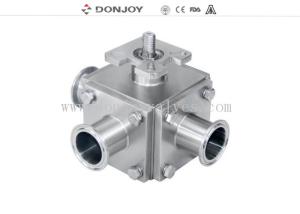 SS316L 2 Manual 3 Way T Port  Sanitary Ball Valve with 3A certificate