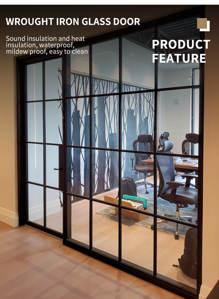 Multifunctional Fiberglass Safety Metal Wrought Iron Front Double Door on Outdoor Wrought Iron Door for Home