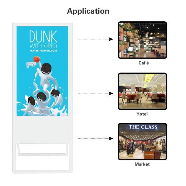 Free Standing Portabl Digital Signage Media Player 49 Inch HD