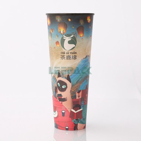 32oz super big single wall hot paper cup disposable milk tea paper cups can be made into blind boxes