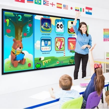 86-Inch 4K UHD Interactive Flat Panel for Education Multi Touch Screen Android 12 OS