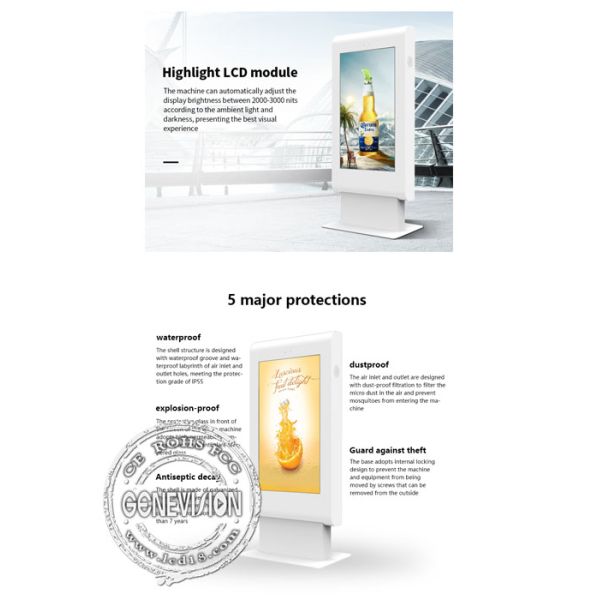 55in 65in Floor Standing LCD Digital Signage 1920x1080